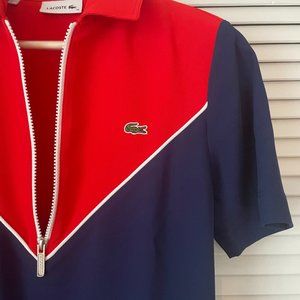 Lacoste Women's Short Sleeve Colorblock Zip Placket Dress Red, Blue, Aline NW/OT